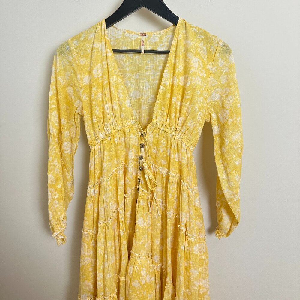 FREE PEOPLE Pappiet Midi Dress in Sunshine Combo Size X-Small - Picture 6 of 12
